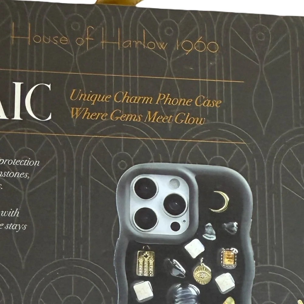 House of Harlow 1960 NWT Unique Charm Mosaic Black iPhone 15 Phone Case - Picture 8 of 9